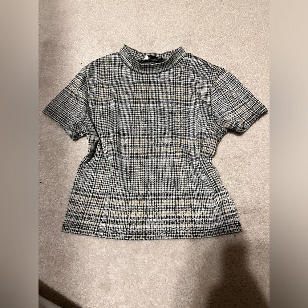 Stardust plaid high neck tee